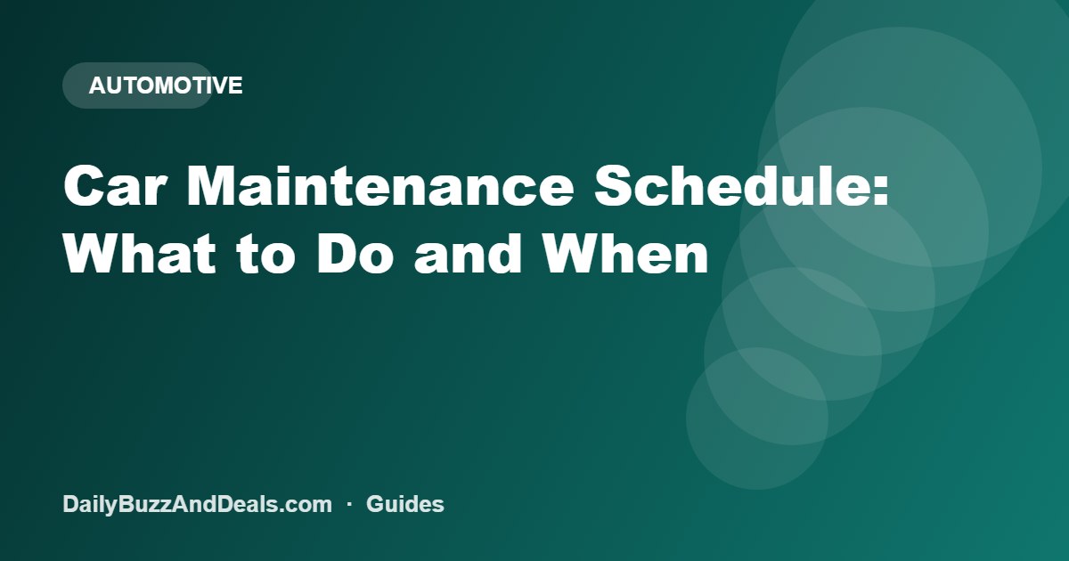 Car Maintenance Schedule: What to Do and When